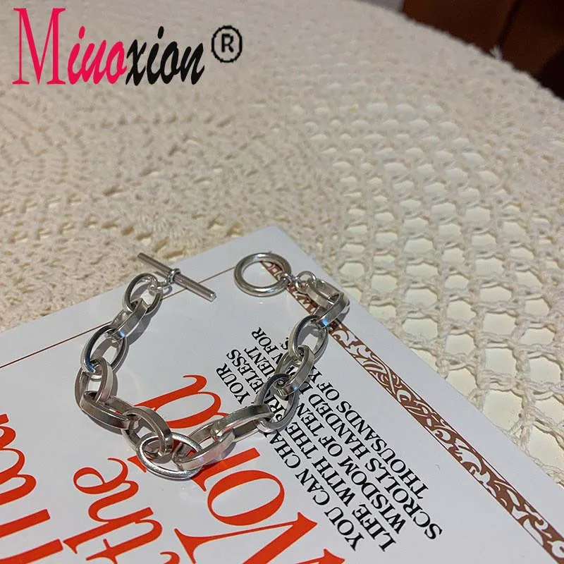 Miuoxion Simple 925 Stamp OT Buckle Thick Chain Bracelet Fashion Personality Jewelry For Women Feature Charm Girl Party Gift