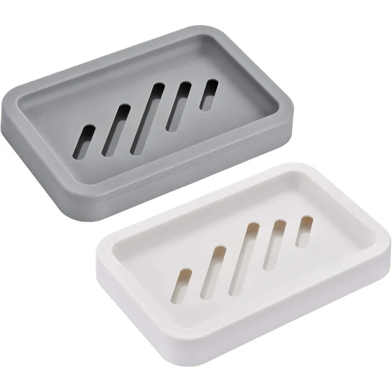 2PCS Draining Soap Dishes, Dishwashing Sponge Holder with Water Tray