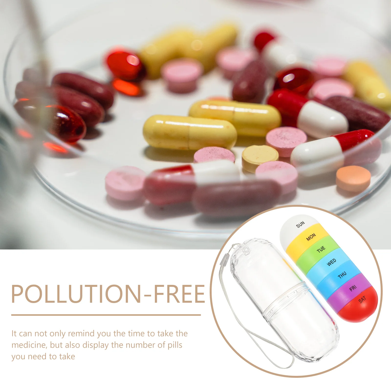 

7 Days Portable Medicine Organizer Compact Case Daily Use Wear-Resistant Pill Box Container Household Medicine Accessory