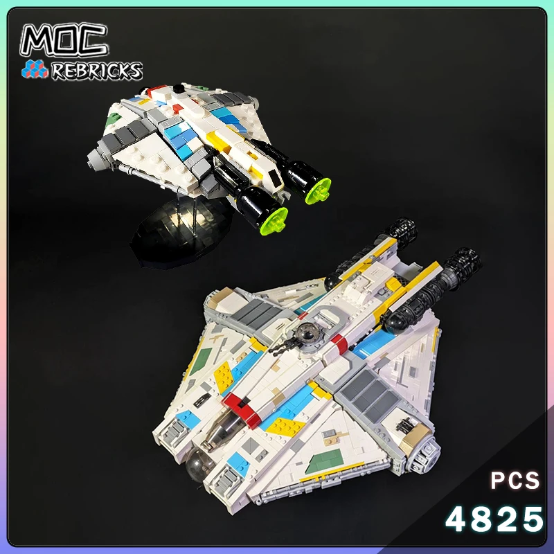 

MOC Space Series Starship The Ghost Corellian Cargo Plane Building Blocks Model Boy Toy Technology Bricks Desktop Xmas Gifts