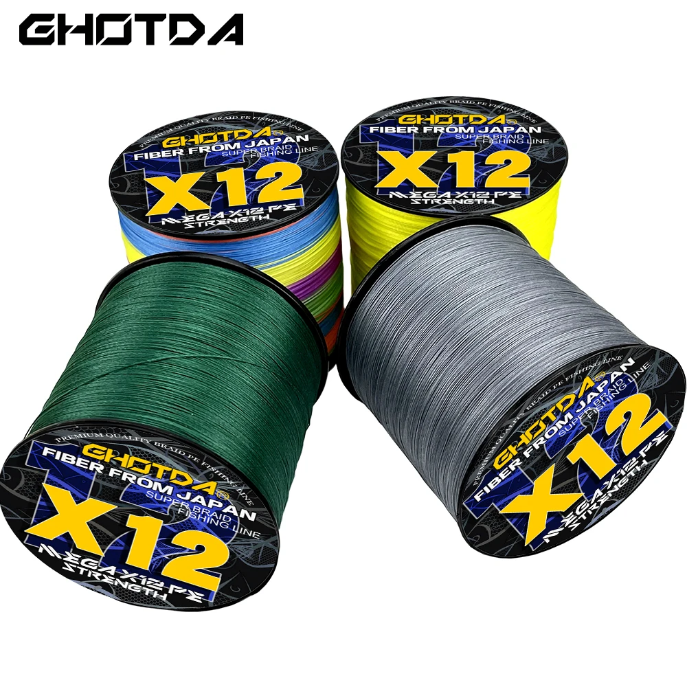 Ghotda 12x PE Braided Fishing Line 300M500M Braid Wire 25-120LB MultiColor Multifilament Fishing Line Carp Fishing11.3-54.5kg