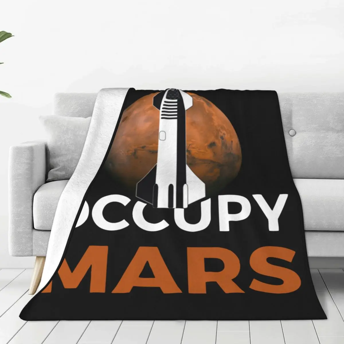 Occupy Mars Spacex Starship Flying Elon Musk Blanket Flannel All Season Multi-function Soft Throw Blankets for Bed Bedroom Quilt