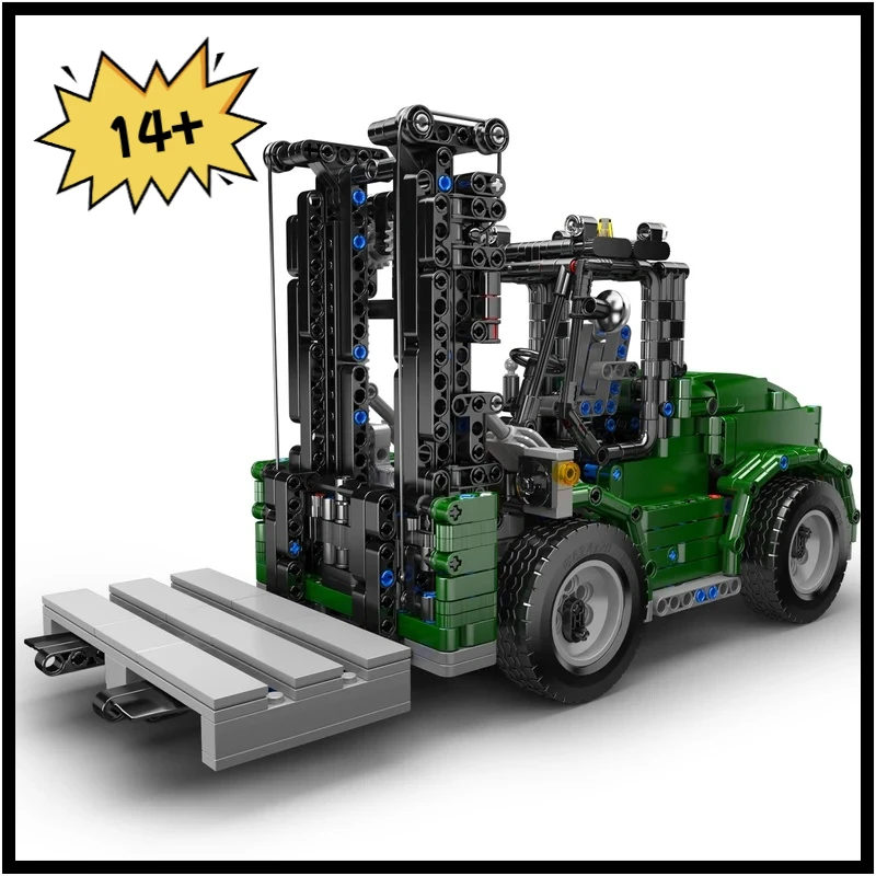 MOULD KING 20050 RC Heavy-Duty Forklift Building Block Set with Pallet, Technical Pick Up Truck Construction Toy for Adults