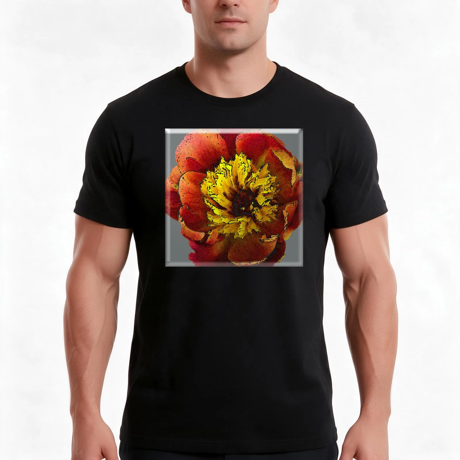 Blushing Peony T-Shirt, Summer Casual Cotton Tee, Oversized Streetwear Tops, Vintage Graphic Print, Loose Fit Short Sleeve