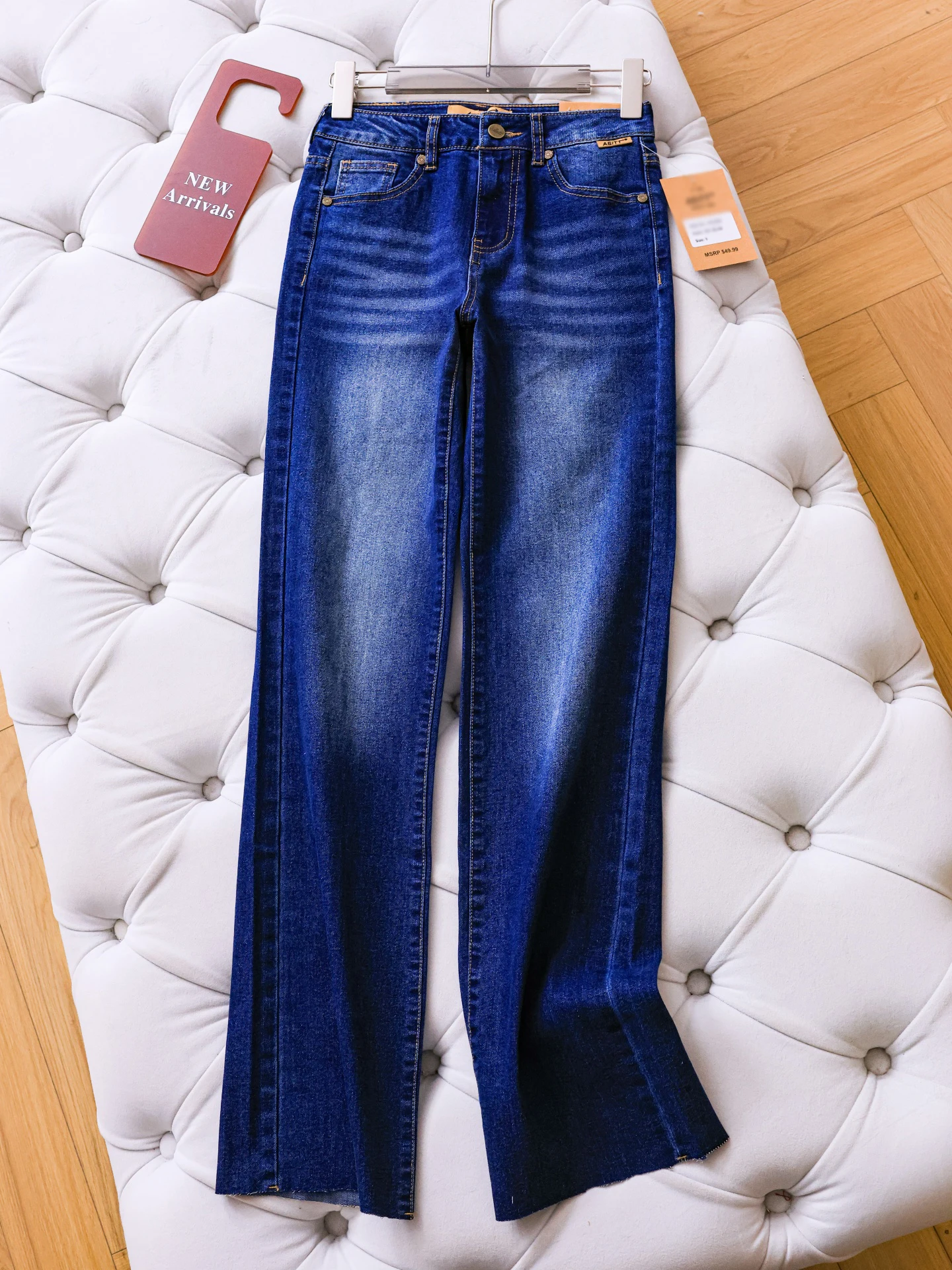 

Retro High Waist Straight Leg Jeans Women's Wide Leg Pants Blue Washed out Distressed Versatile Denim Skinnies E397