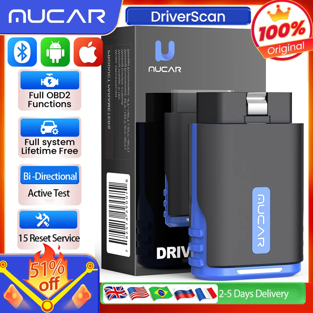 MUCAR DriverScan OBD2 Scanner Bluetooth, outil de numérisation bidirectionnel niveau OE tous les fonctions de Service de Diagnostic du système 15