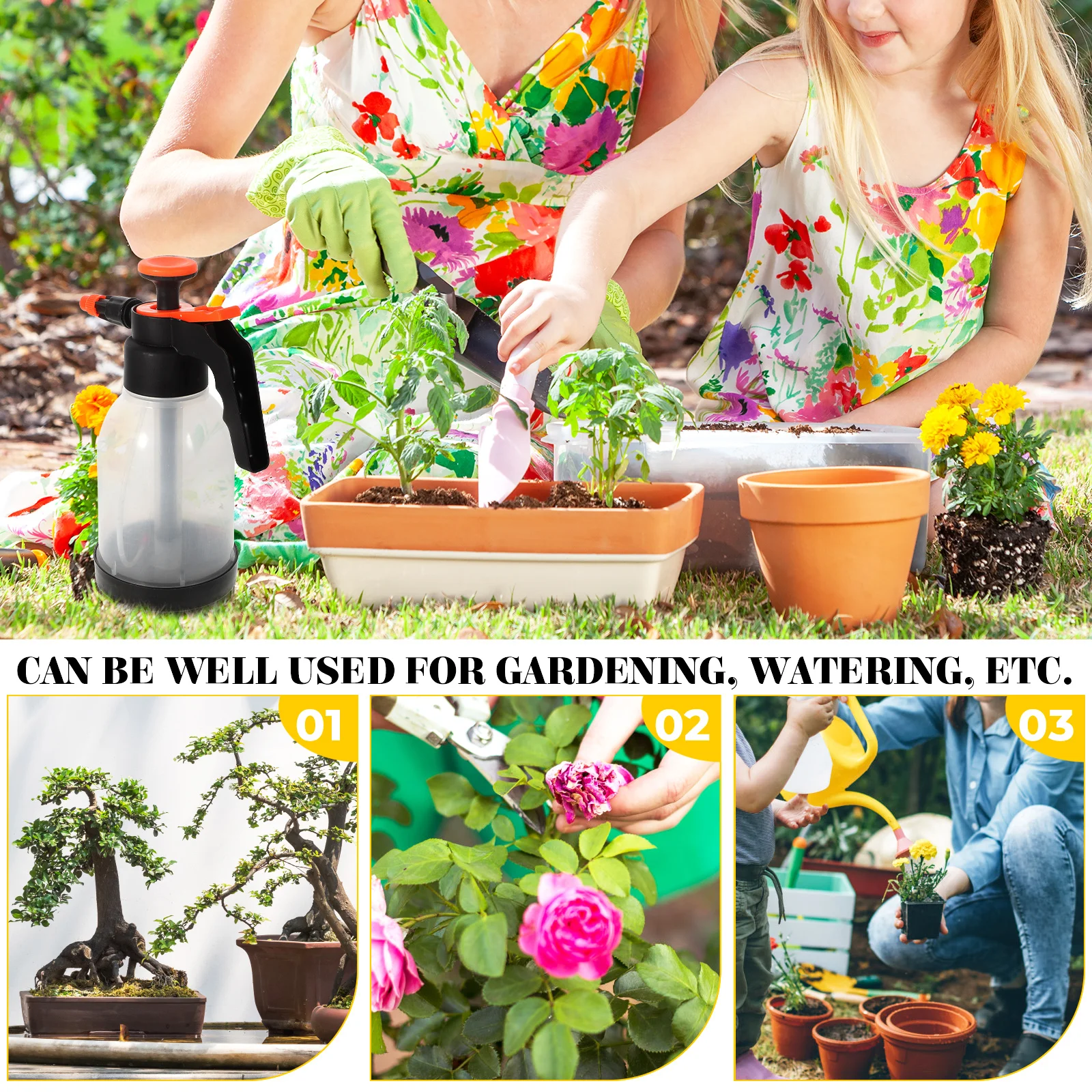 

1pc Manual Air Pressure Sprayer Bottle Garden Watering Plastic Spray Pot Indoor Plants Car Wash Cleaning Gardening