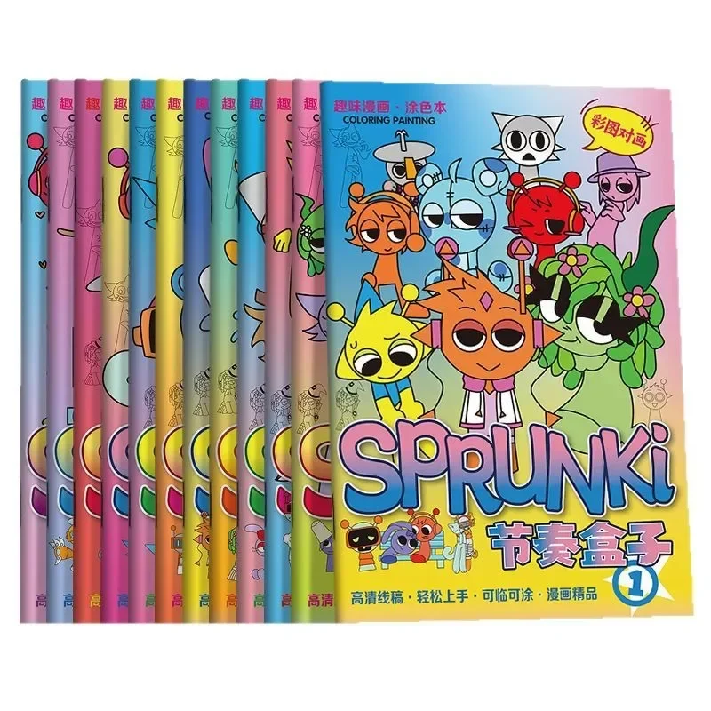 Cartoon Sprunki Coloring Books Anime Game Tracing Figures Kids Coloring Drawings Stationery Books Creative Stick Figures Gift