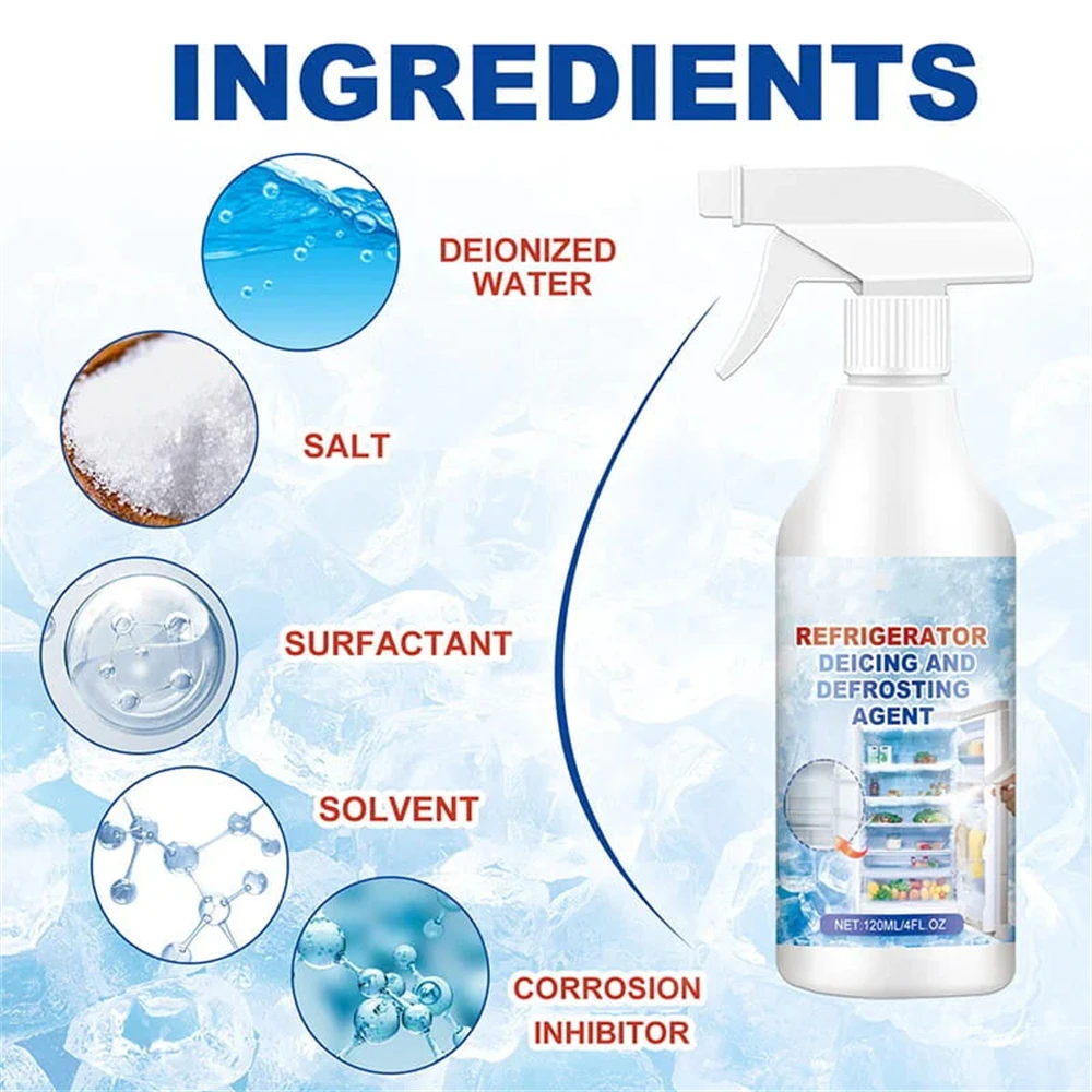 500 مللي ثلاجة إزالة الجليد وكيل إزالة الجليد الفريزر المنزلي رذاذ طازج تحسين سهل إبقاء نظافة الغذاء ذوبان استخدام منظف منزلي
