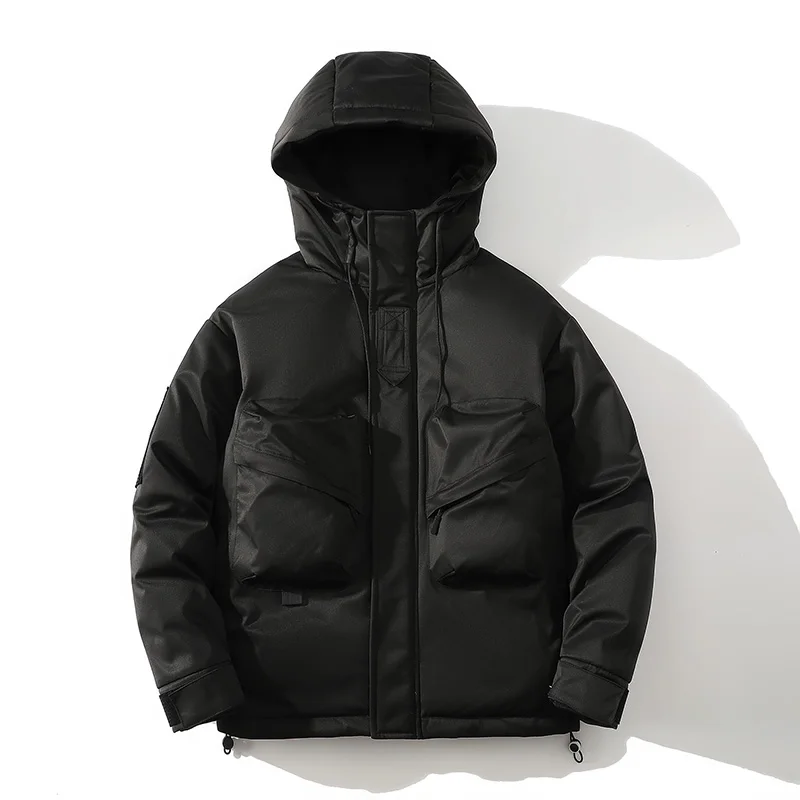 Parka da uomo con cappuccio invernale alla moda da esterno addensato caldo abbigliamento da trekking maschile cappotti da strada quotidiani di alta qualità per uomo casual