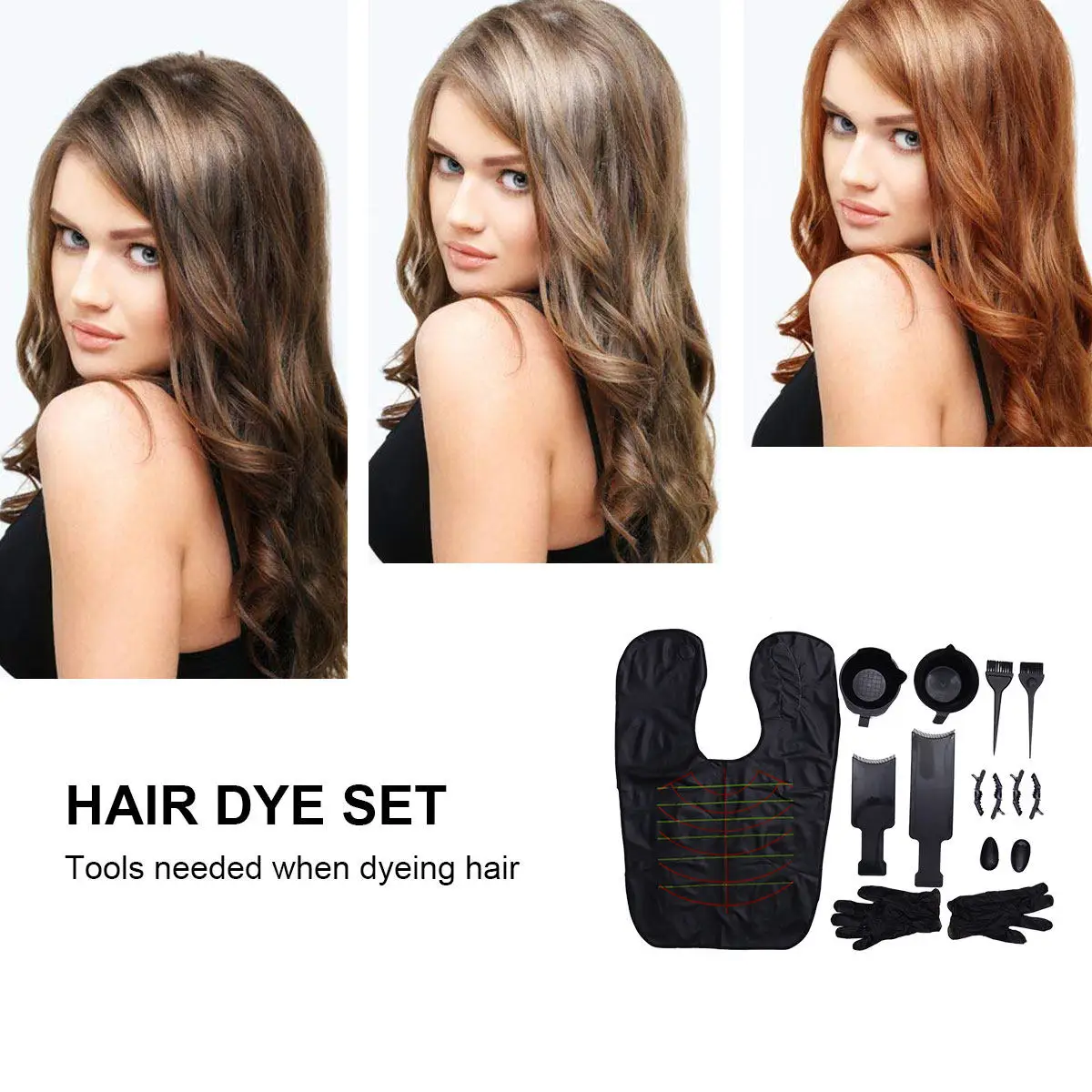 

16Pcs Hair Dye Kit Salon Home DIY Coloring Tools Set Accessories Hair Dye Set Dyeing Bowl Highlighting Board Hairbrush Board