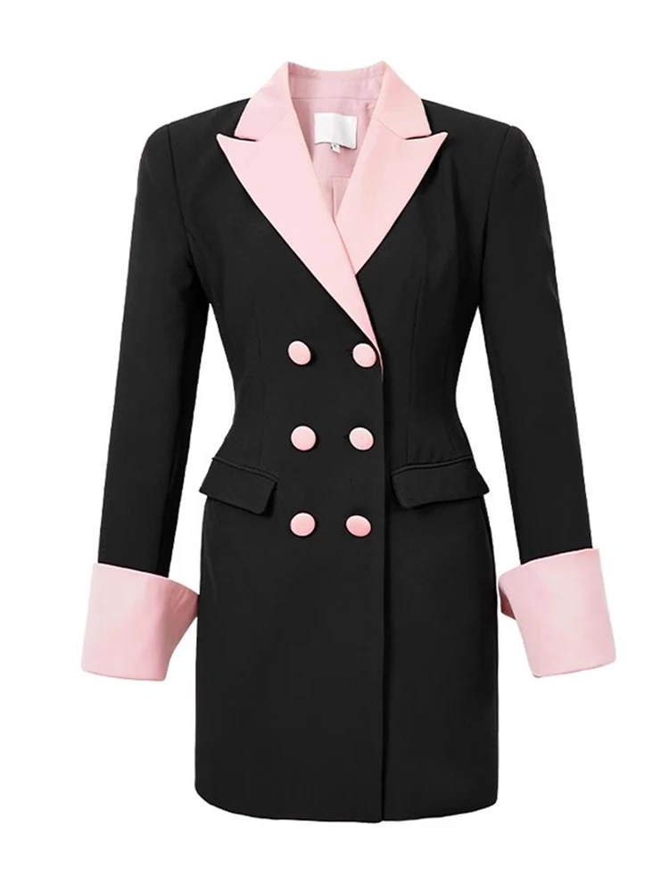 Sweet Work Style Commute Formal Mujer Pretty Women Suit Dresses Blazer Long Sleeve Wrap Hip Mini Vestidos Ladies Street Clothes