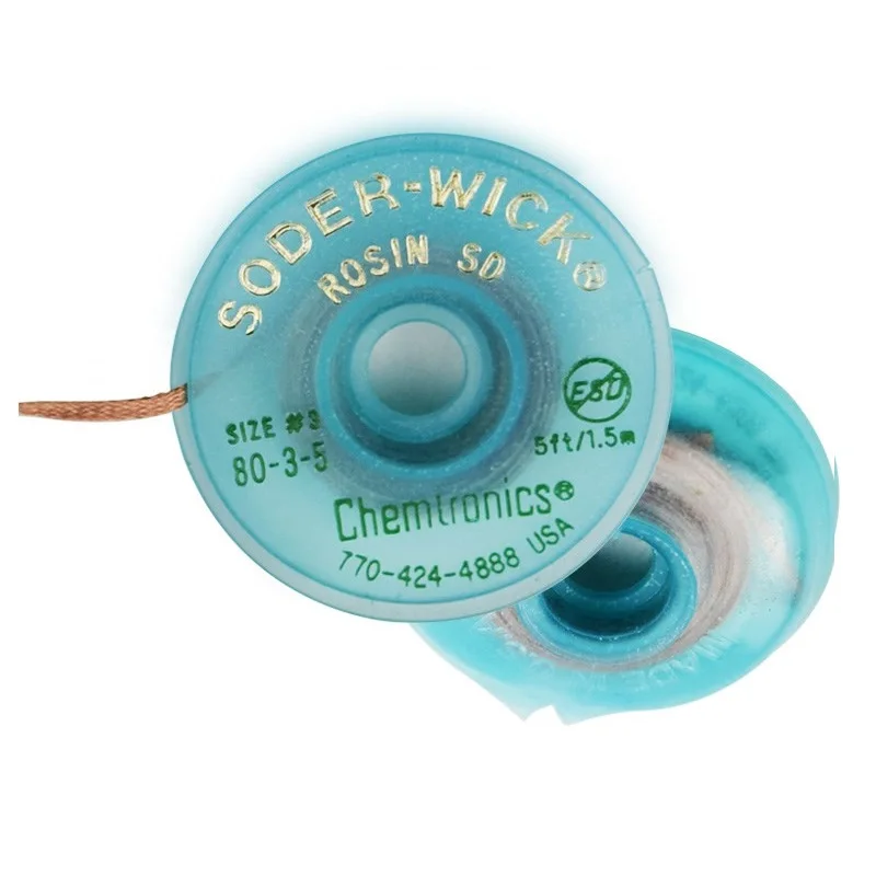 ป้องกันไฟฟ้าสถิตย์ De-Soldering Braid Wick USA SW Original Chemtronics SODER Solder WICK ลบเข็มขัดสำหรับตะกั่วบัดกรีลวด10ชิ้น/ล็อต