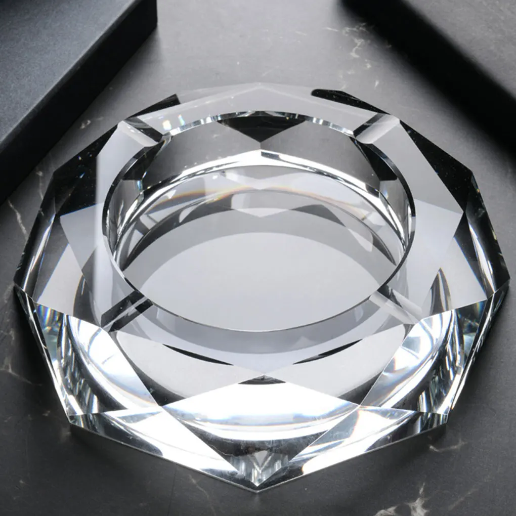 Transparent Crystal Ashtrays Cigar Portable Car Ash Tray Holder Trays Accessories for Home Office Decoration Gift