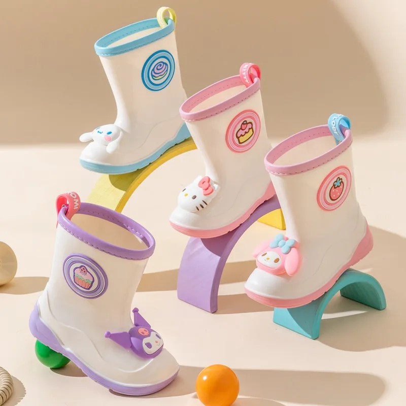 

Новые ботинки Kuromi для девочек с героями мультфильмов, модные длинные сапоги принцессы, детская обувь