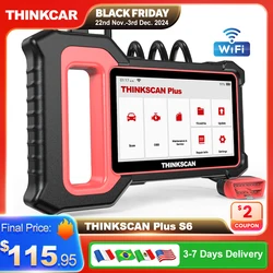 Thinkscan Plus S6 OBD2 DiagnosticTool All Cars ABS ECM SRS Transmission Diagnosis SAS/oil/EPB/TPMS/Throttle Reset Lifetime Free