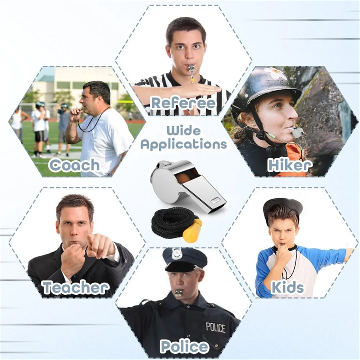 صافرة، صفارة للمدربين، صفارات من الفولاذ المقاوم للصدأ، صفارة مدرب للمعلمين بصوت عالٍ وهش 2 قطعة