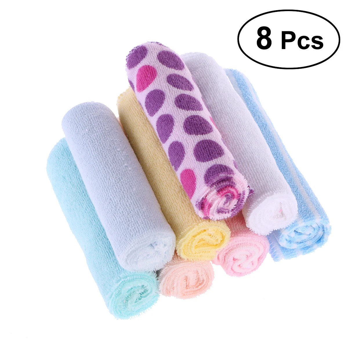 

8pcs Cotton Towels Newborns Soft Durable Lightweight Absorption Infant Face Hand Bathing Washcloths Toddler Care Sets