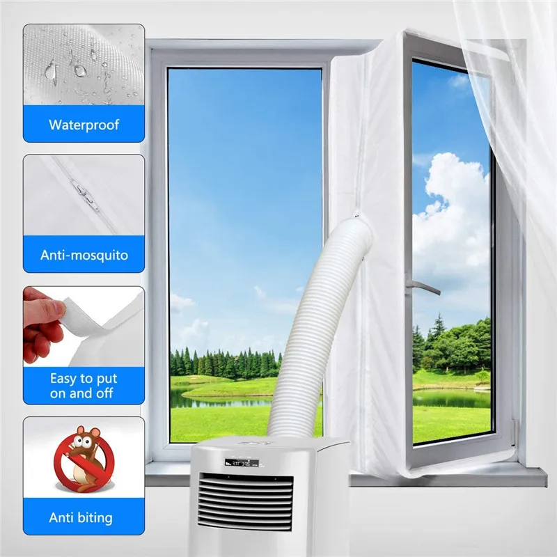 Portable Air Conditioner Window Seal Cloth 2 Holes Windproof Baffle Sliding Door Sealing Cover