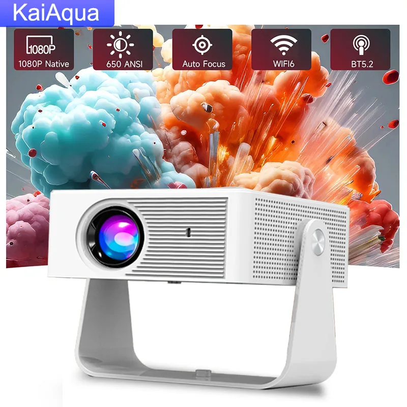 

KaiAqua 650ANSI L018 4K Native Portable Projector 1080P Auto Focus Keystone Correction Android 11 BT5.2 WIFI6 360° Home Cinema