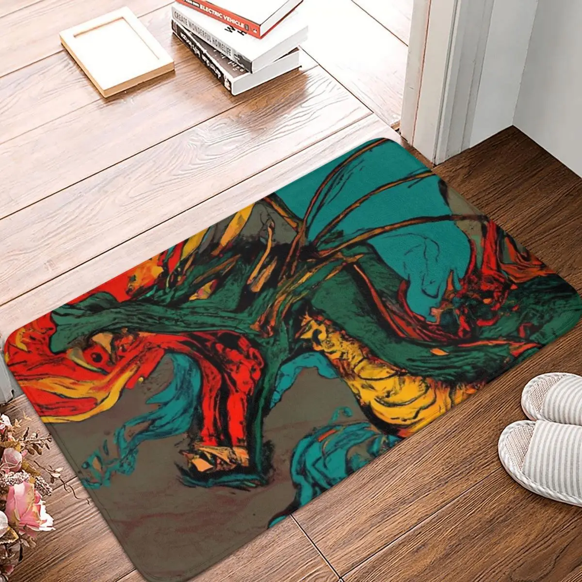 Basilisk Non-slip Doormat Fire Bath Bedroom Mat Welcome Carpet Indoor Pattern Decor