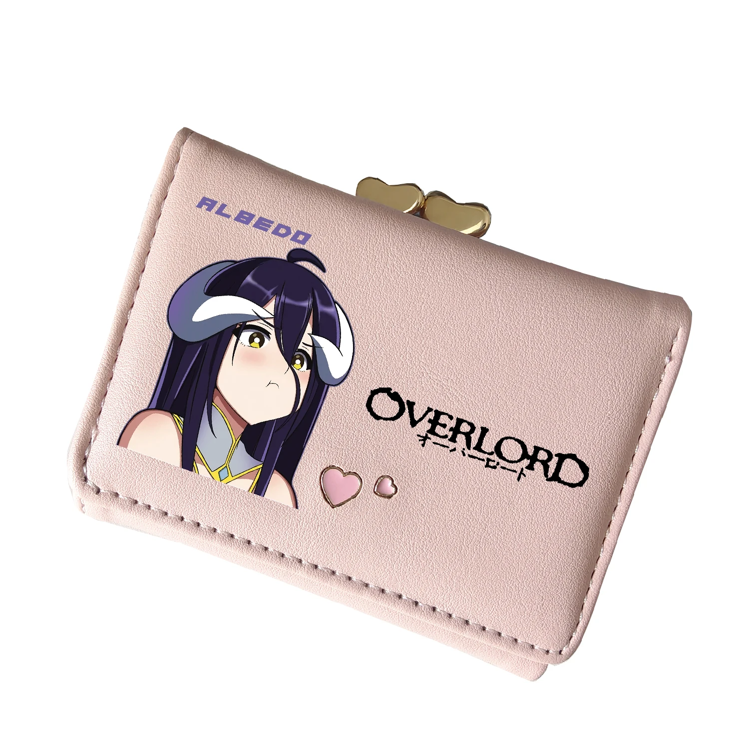 

Кошельки для маленьких монет в стиле аниме Overlord, кавайный держатель для удостоверений личности, короткие кошельки из искусственной кожи для девочек, женские розовые сумки для денег, мультяшные клатчи