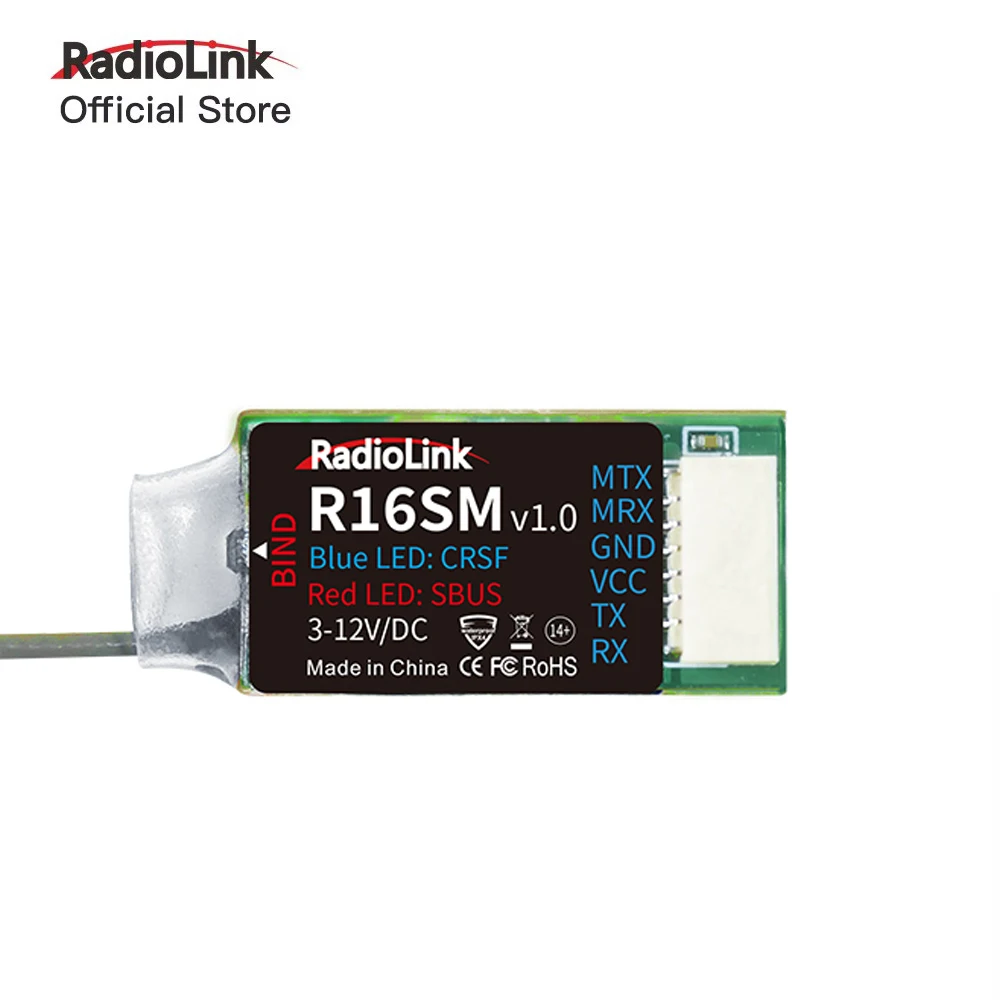 Radiolink R16SM 2.4G 16-Kanal Mini RC Empfänger CRSF SBUS Signal Eingebaute Telemetrie für FPV Racing Drohne Quad Flugzeug Heli