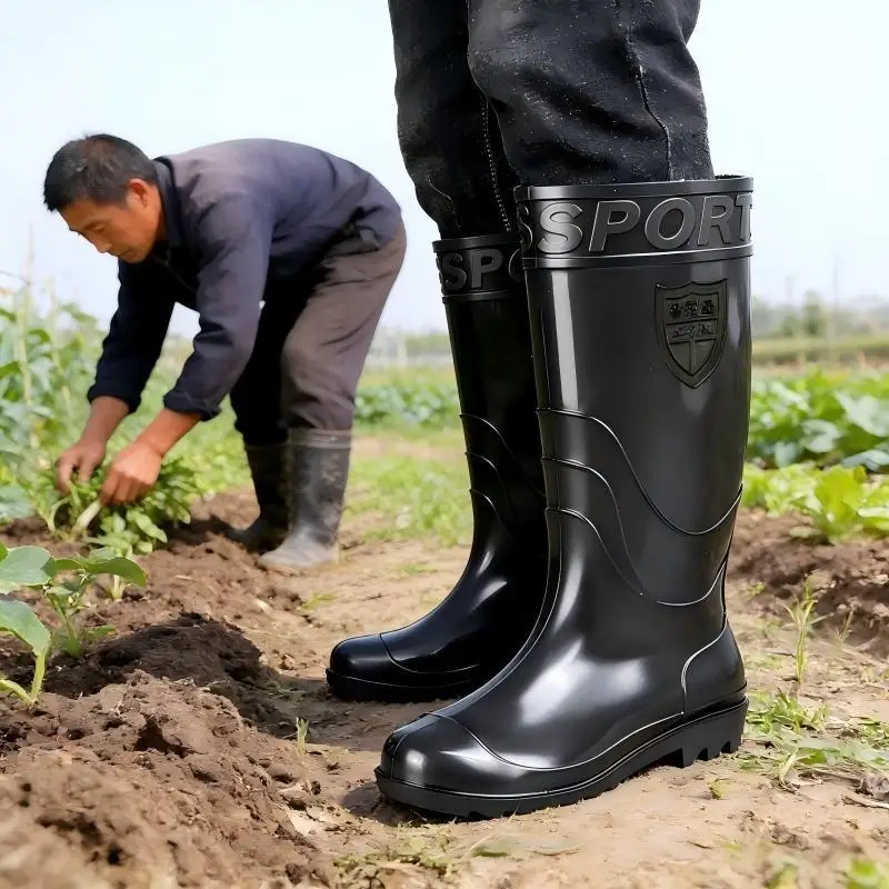 Spring New Unisex PVC Rain Boots High Cut Thickened Non Slip Labor Protection Shoes Waterproof Work Boots for Mining Factory