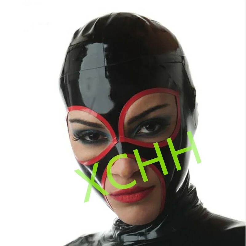 

Handmade Latex Hood Rubber Mask Lake Blue Back Zip Sexy Fetish Headgear Customize Halloween Cosplay Costume for Men Women