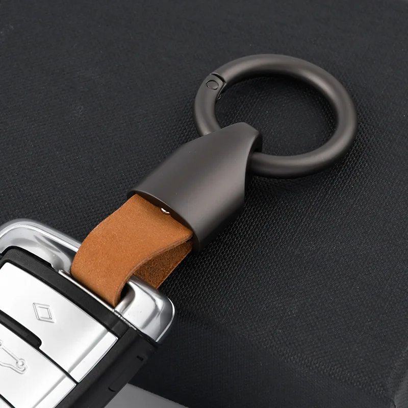 

Matte genuine cowhide keychain pendant metal car keychain men's and women's hanging buckle ring durable