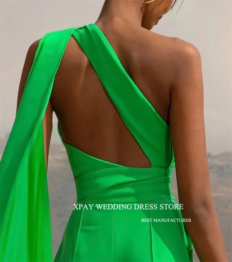 XPAY Bright Green Jumpsuit Women Garment Beach Outfit Custom Made Jersey Formal Party Evening Gowns New Modern One Shoulder