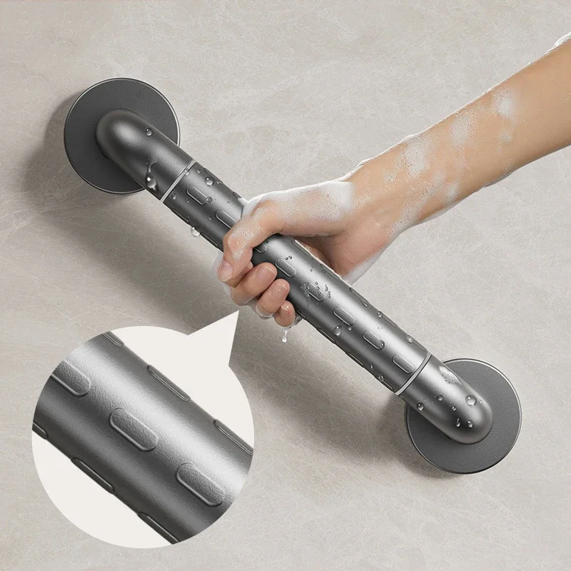 38/48/58cm Bathroom Tub Toilet Handrail Gun Grey Stainless Steel And ABS Grab Bar  Safety Support Handle Towel Rack