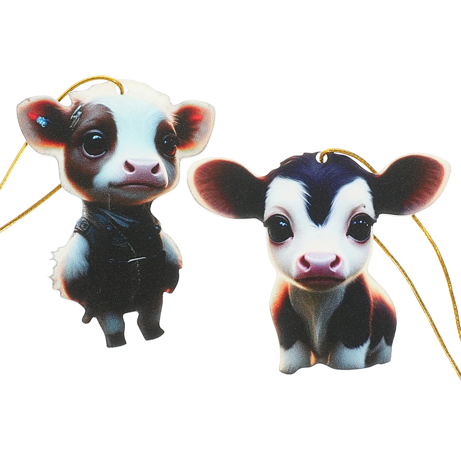 

2 Pcs Cow Acrylic Xmas Decoration Hanging naments Christmas Tree Decorations Xmas Party Pendant Cattle Holiday DIY