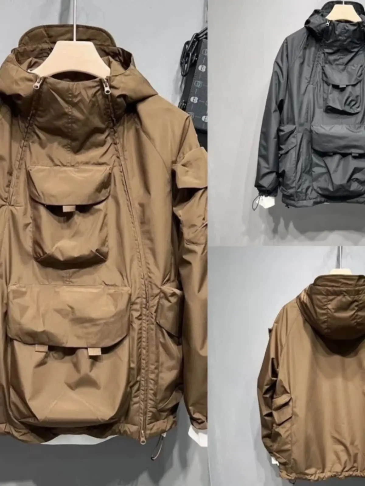 

Зимняя новинка: тонкая хлопковая рабочая куртка с капюшоном для мужчин, корейский трендовый бренд, на молнии, цветной верхний слой, мужская верхняя одежда