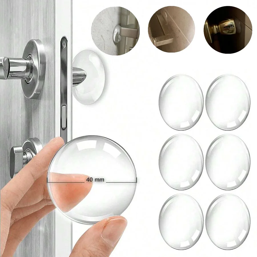 

6 шт., детские прозрачные мягкие силиконовые настенные протекторы, дверная ручка, бампер, нескользящий самоклеящийся круглый глушитель для дверей
