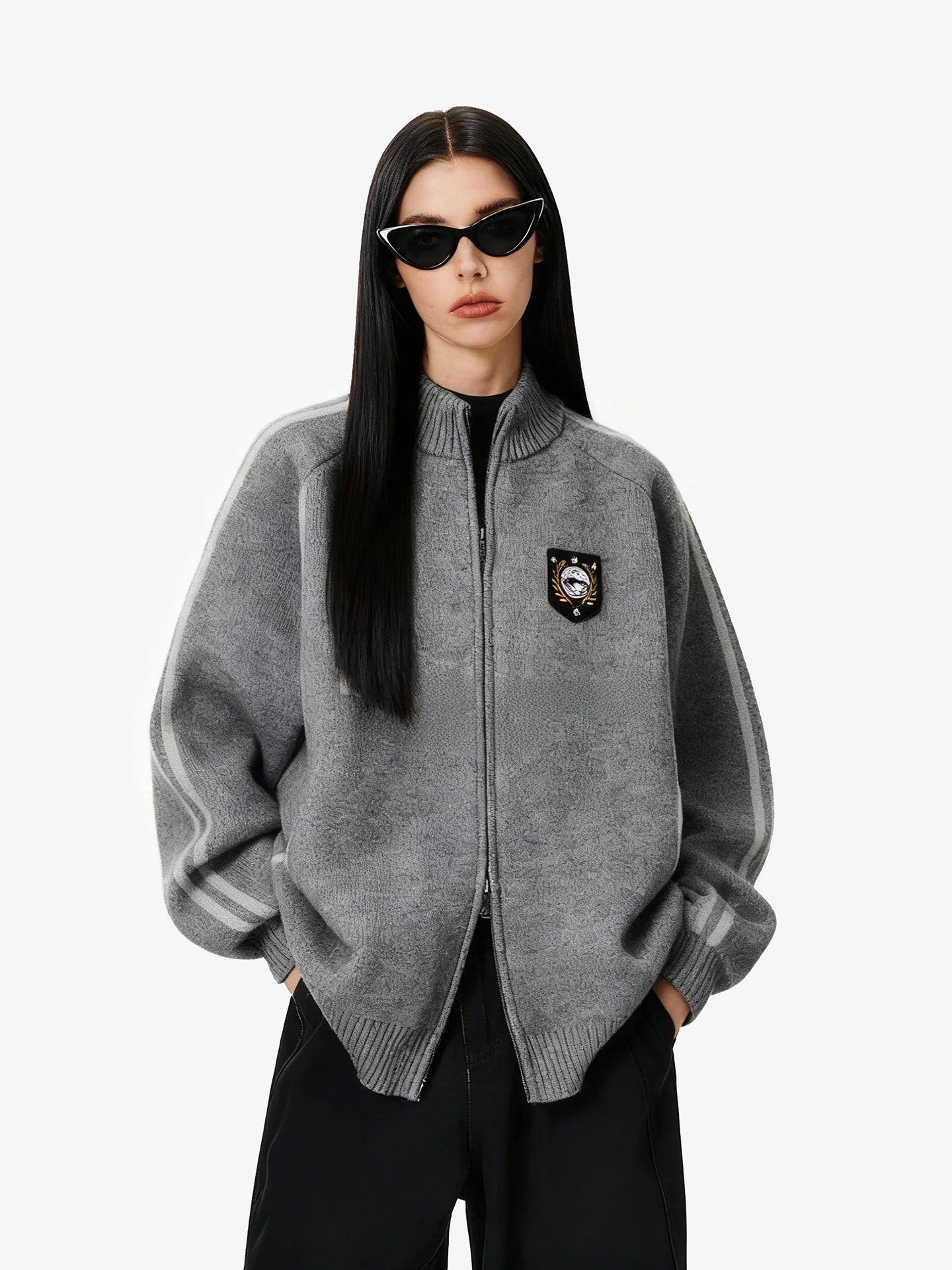 

Мужской свитер JYOOK с высоким воротником на молнии, свободный крой, вязаный, осенне-зимняя верхняя одежда, для повседневной носки, с длинными рукавами, термо, с капюшоном