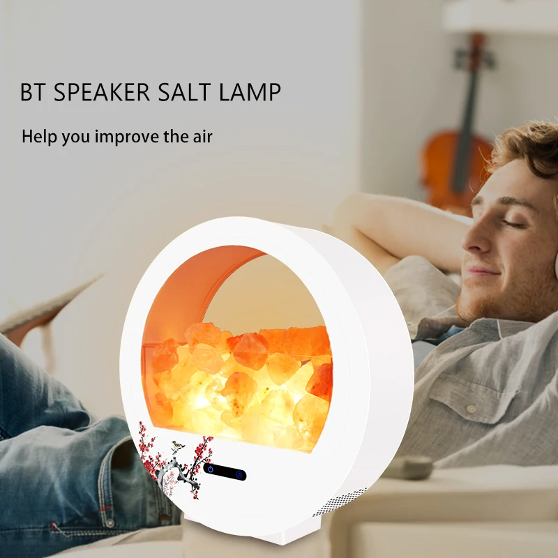 Himalayan crystal salt lamp BT speaker living room creative table lamp salt lamp with music night light