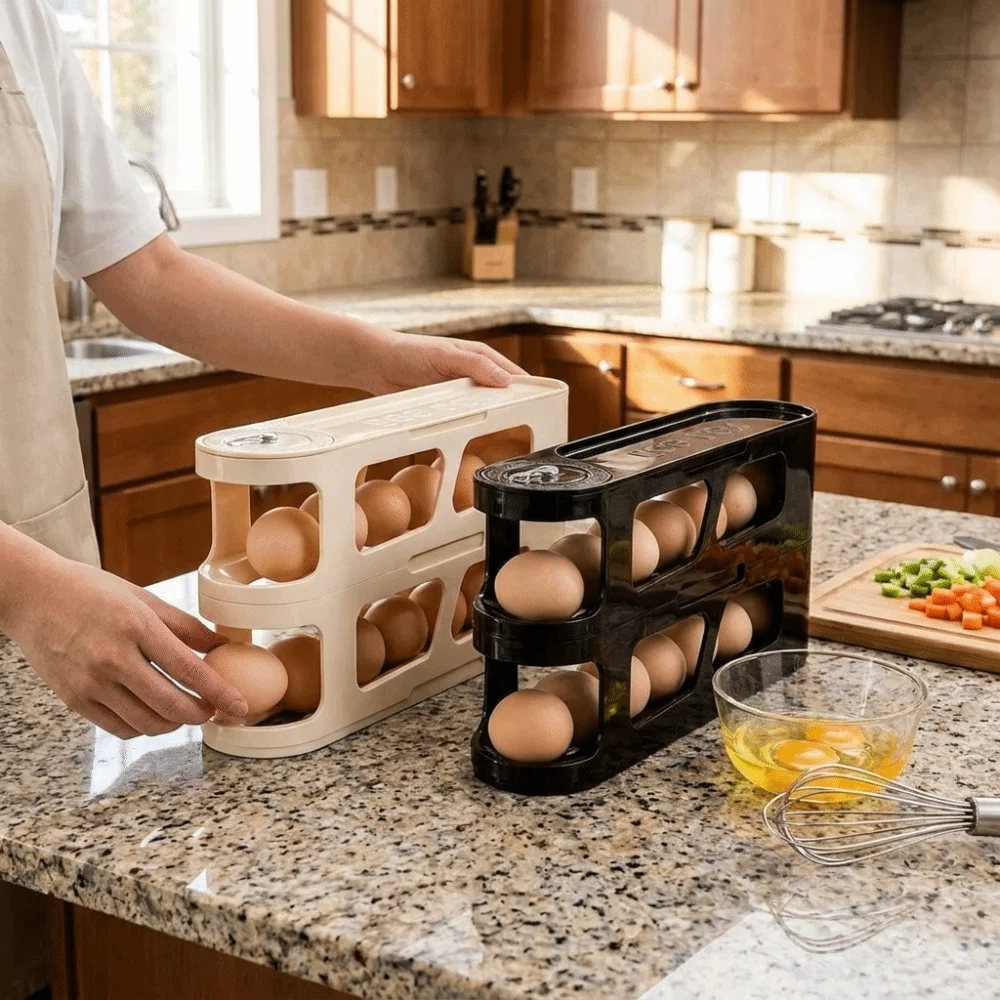 大容量の卵収納ボックス、蓋付き省スペース、卵オーガナイザー、 - Food Storage Cabinet For Kitchen のレビューと価格
