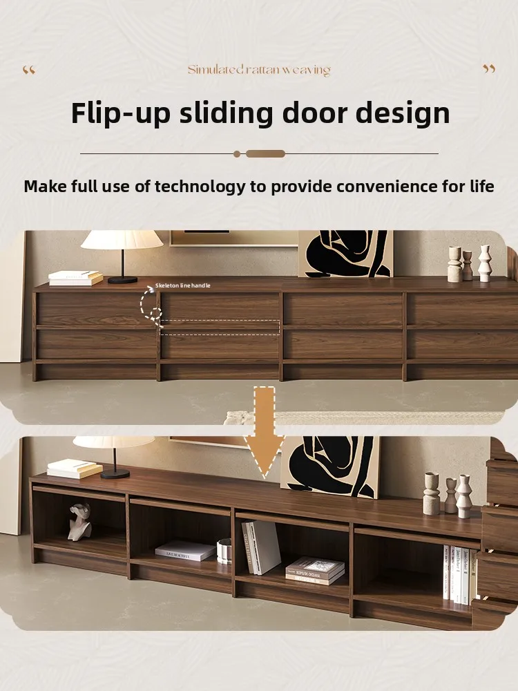 New Chinese style medieval style floor-to-ceiling TV cabinet storage cabinet living room side cabinet walnut solid wood bone