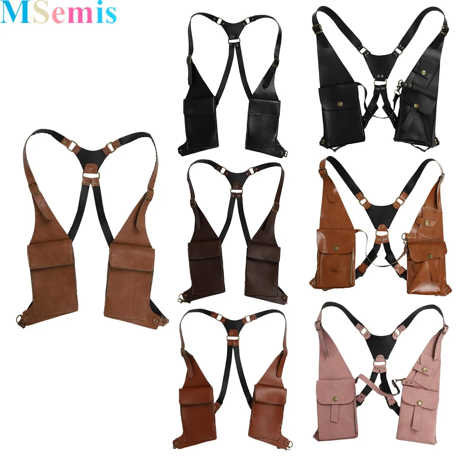 

Unisex Women Men Retro Vintage Adjustable Faux Leather Armpit Bag Underarm Bag Costume Accessory for Party Masquerade