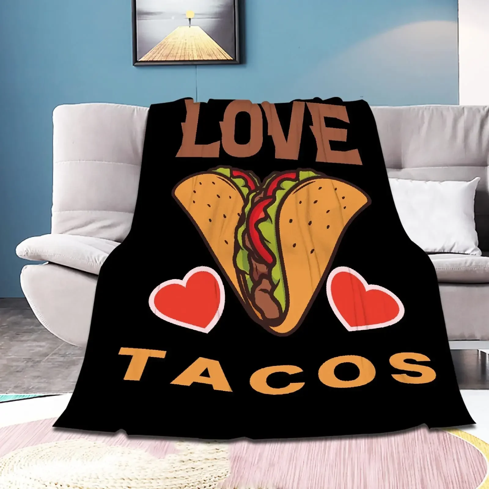 Delicious Tacos Flannel Throw Blanket Food Theme Blanket Super Soft Warm Lightweight for Bed Sofa Couch Travel King Queen Size