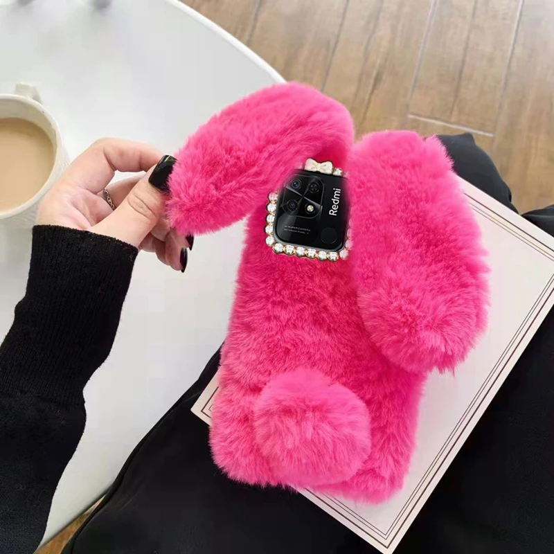 Warm Plush Case For Xiaomi 12T Redmi Note 12 13 Case Rabbit fluffy Cover POCO M5 M5s Redmi 10C 10 Note 11 Pro 5G Phone Case