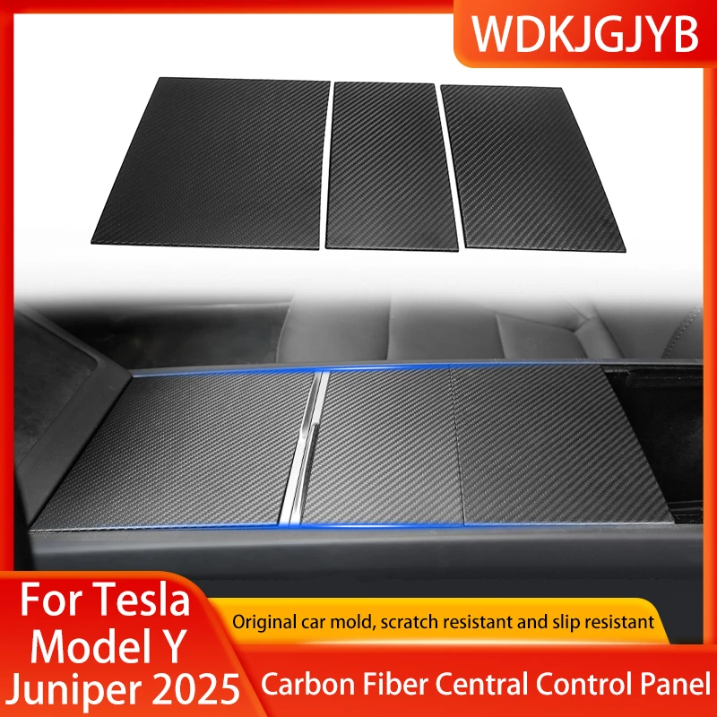 

For New Tesla Model Y Juniper 2025 Center Console Panel True Carbon Fibre Sticker Central Control Cover Car Interior Accessories