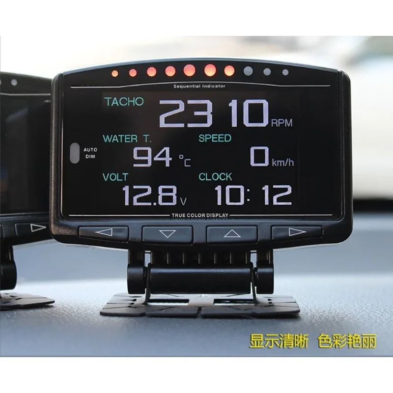 Multifunctional Car OBD Gauge Monitor Air Fuel Ratio RPM Oil Water Exhaust Temp Voltage Turbo Pressure Meter