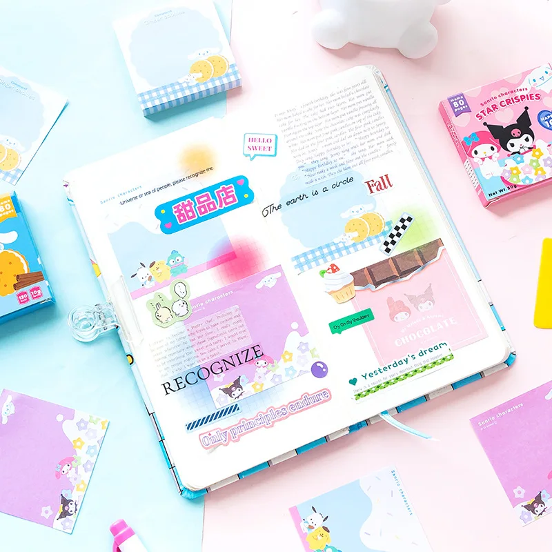 20pcs/lot Sanrio Kuromi Melody Memo Pad Cute Sticky Notes Stationery Label Notepad Planner Sticker Post School Supply