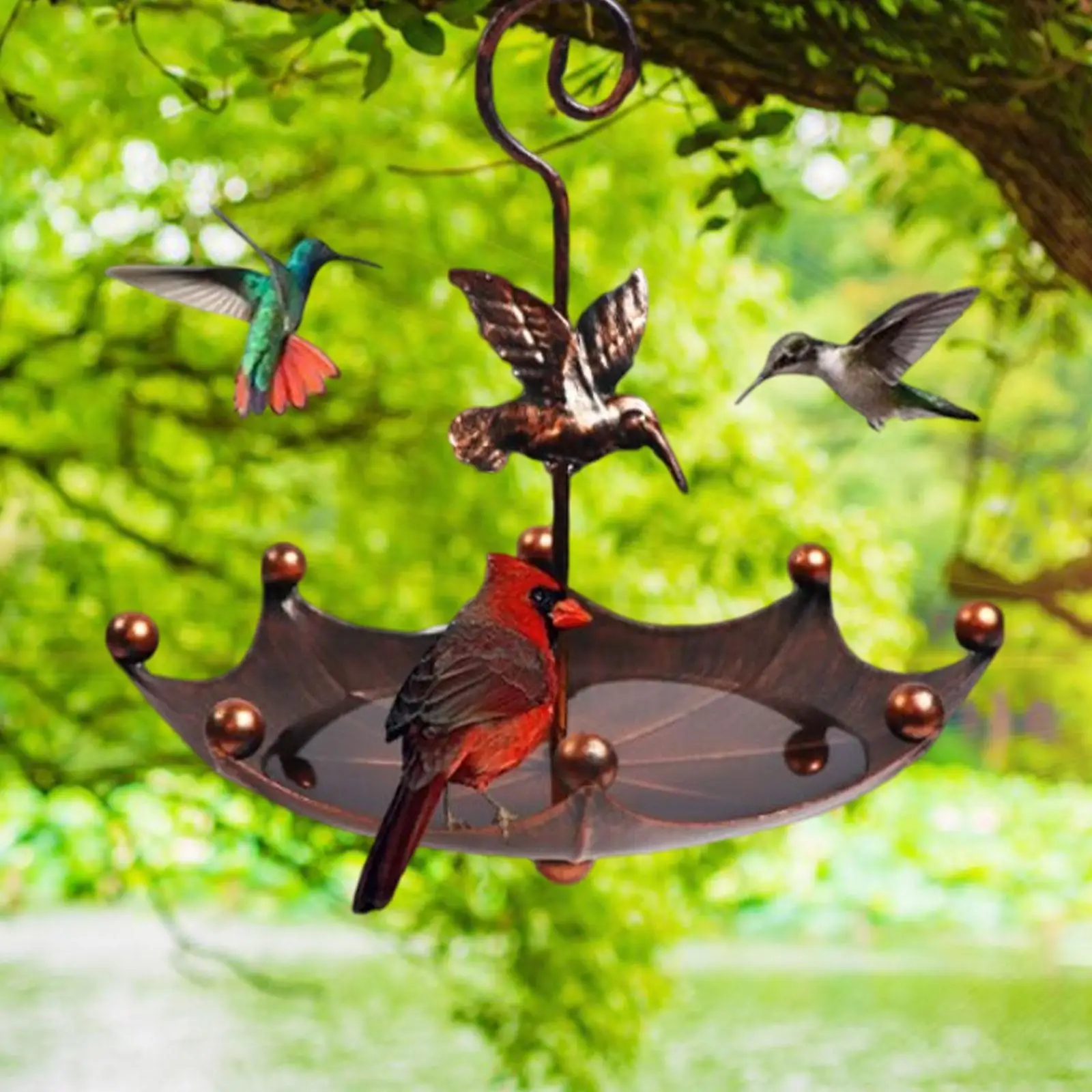 

Hanging Bird Bath for Outside Deck Garden Attracting Birds Hummingbird Feeder Durable Weatherproof Water Bowl