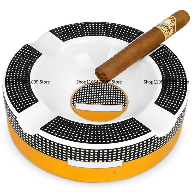 Cigar Ashtray Ceramic Circular Four Cigarette Slots Large Cigar Bar Living Room Household Ashtray