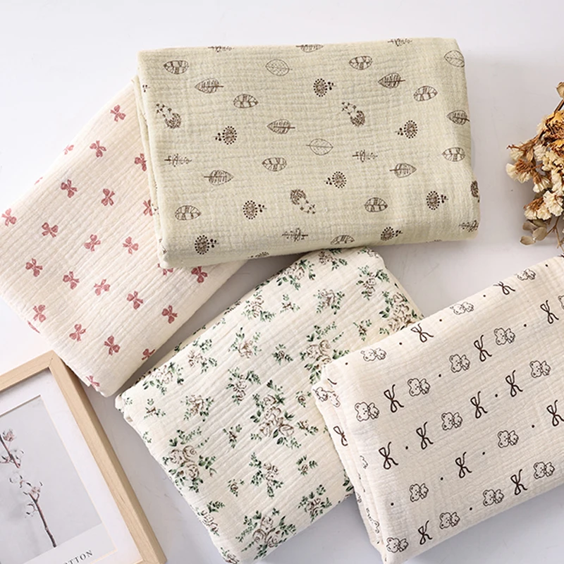 

Pure Cotton Double-layer Crepe Printed Fabric for Sewing Home Clothes Children's Skirts Pajamas Handmade DIY Clothing Fabrics