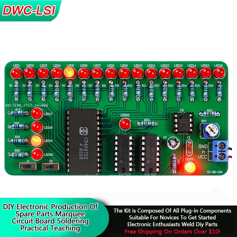 初心者向けdiy電子工作トレーニング（電子学習キット）ledチェイサーキット-全コンポーネント付きdiyはんだ付け練習キット