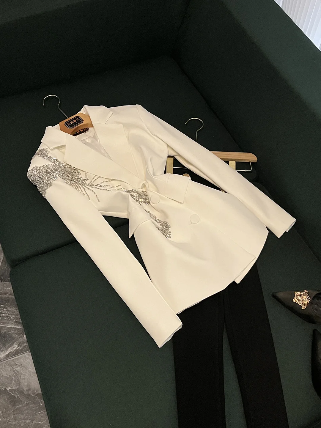 

Commute Sle Loose Fit Premium Suit Autumn New Arrival Women's Busin Coat X367 Long Sve Embroidered Plant Floral Pattern